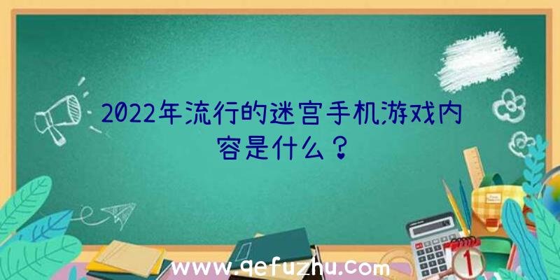 2022年流行的迷宫手机游戏内容是什么？