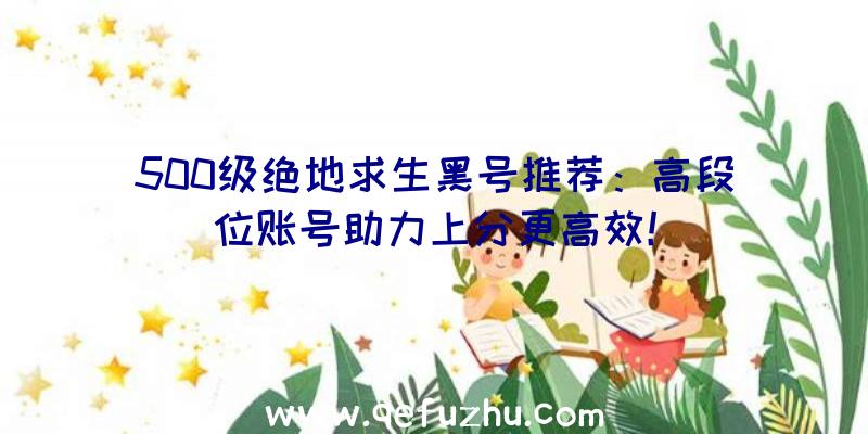 500级绝地求生黑号推荐：高段位账号助力上分更高效！