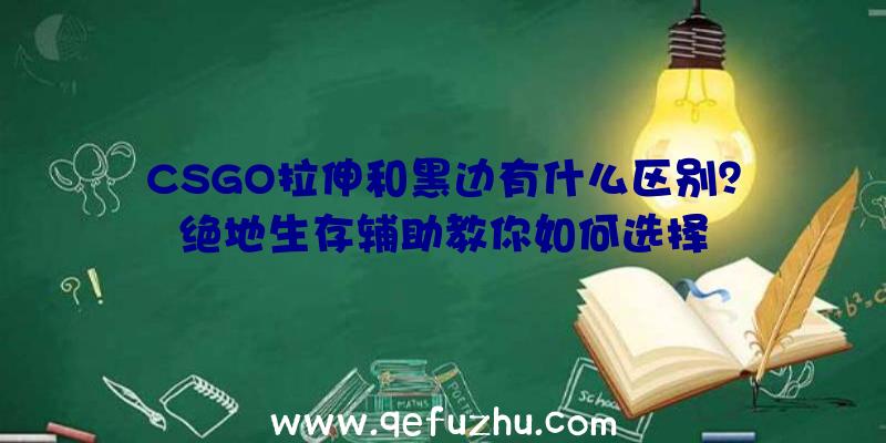 CSGO拉伸和黑边有什么区别？绝地生存辅助教你如何选择