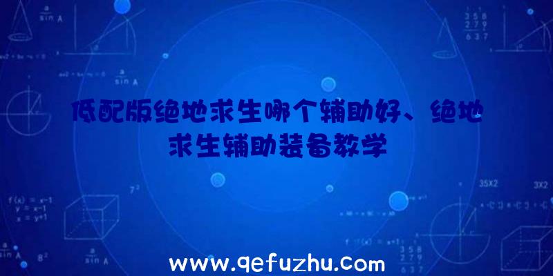 低配版绝地求生哪个辅助好、绝地求生辅助装备教学