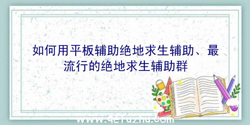 如何用平板辅助绝地求生辅助、最流行的绝地求生辅助群