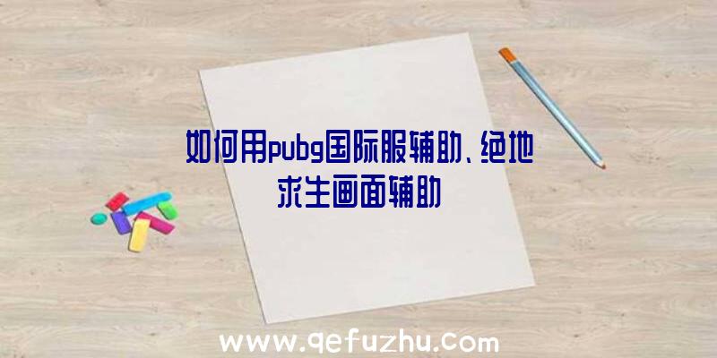 如何用pubg国际服辅助、绝地求生画面辅助