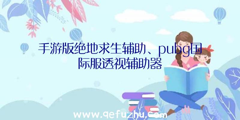 手游版绝地求生辅助、pubg国际服透视辅助器