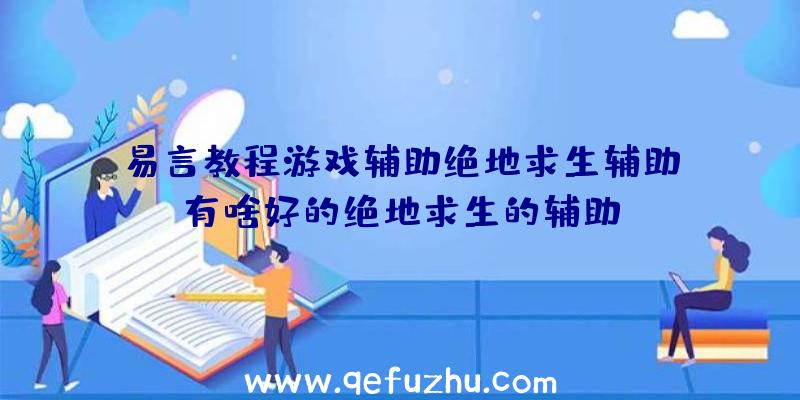 易言教程游戏辅助绝地求生辅助、有啥好的绝地求生的辅助