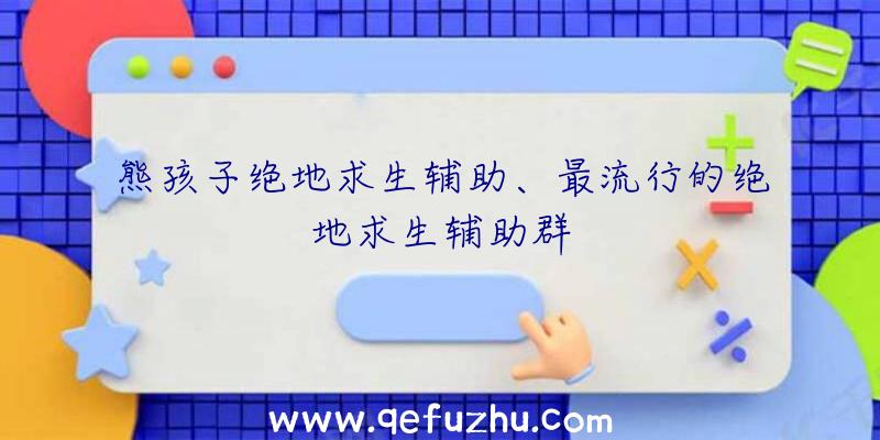 熊孩子绝地求生辅助、最流行的绝地求生辅助群