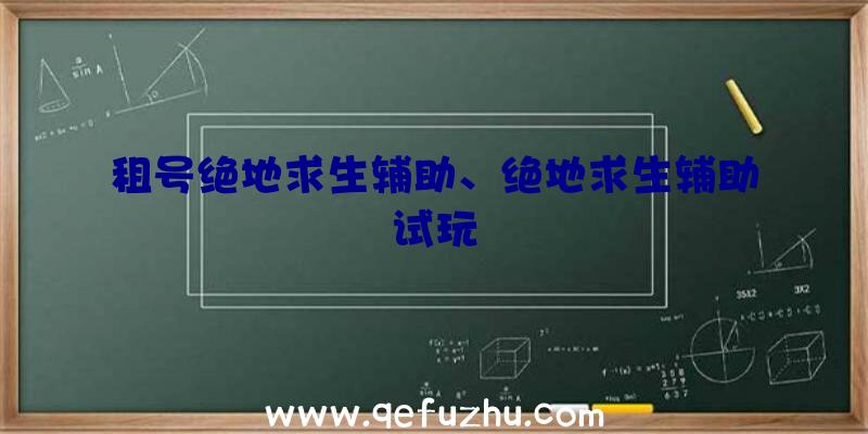 租号绝地求生辅助、绝地求生辅助试玩