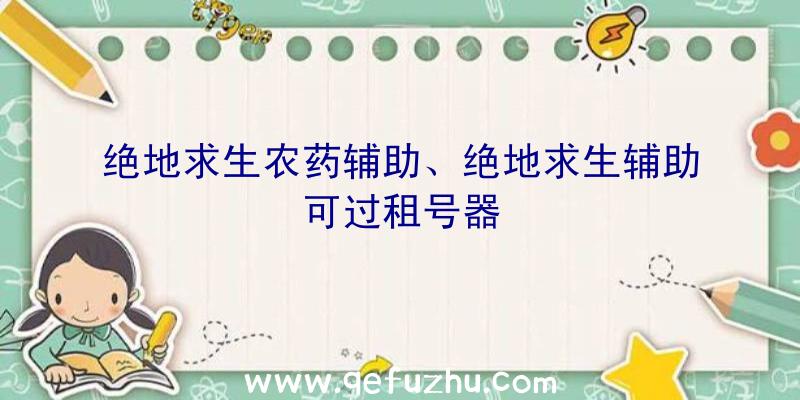 绝地求生农药辅助、绝地求生辅助可过租号器