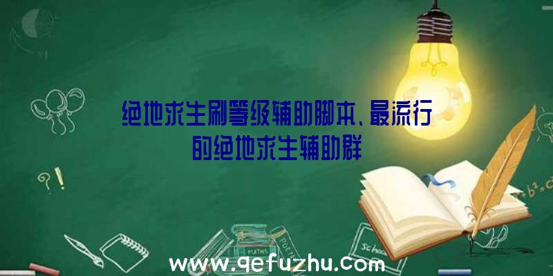 绝地求生刷等级辅助脚本、最流行的绝地求生辅助群