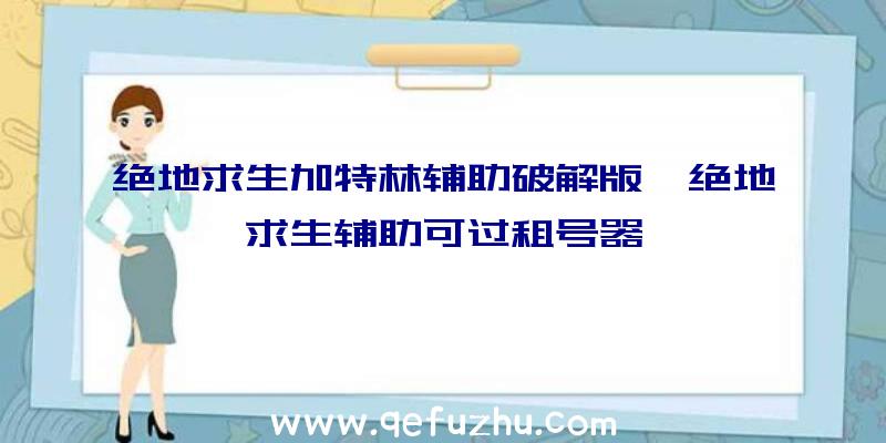 绝地求生加特林辅助破解版、绝地求生辅助可过租号器