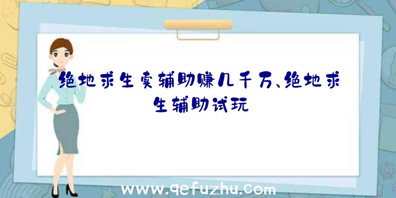 绝地求生卖辅助赚几千万、绝地求生辅助试玩