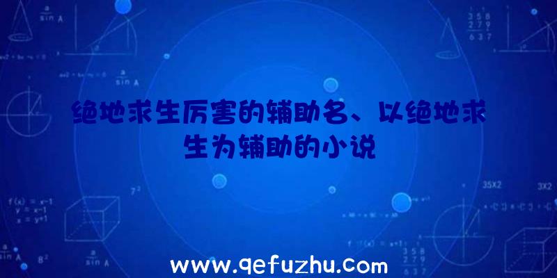 绝地求生厉害的辅助名、以绝地求生为辅助的小说