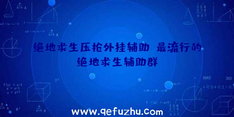 绝地求生压枪外挂辅助、最流行的绝地求生辅助群