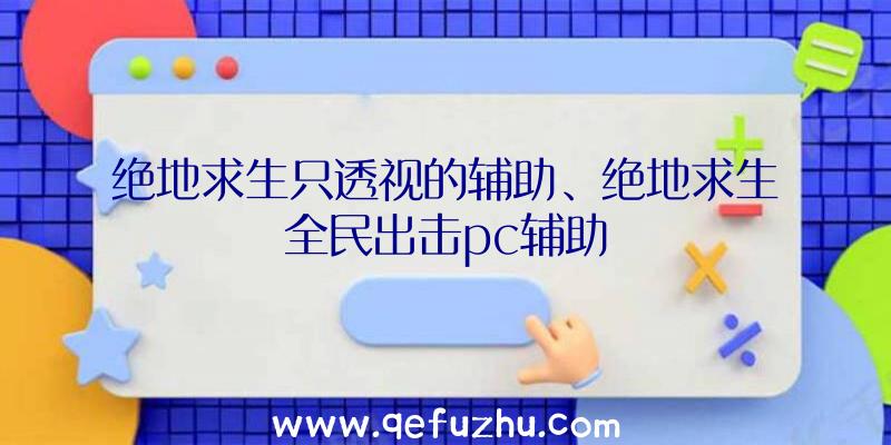 绝地求生只透视的辅助、绝地求生全民出击pc辅助