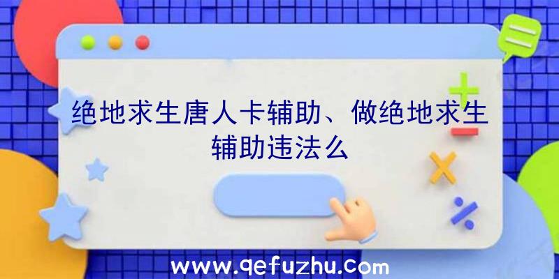 绝地求生唐人卡辅助、做绝地求生辅助违法么