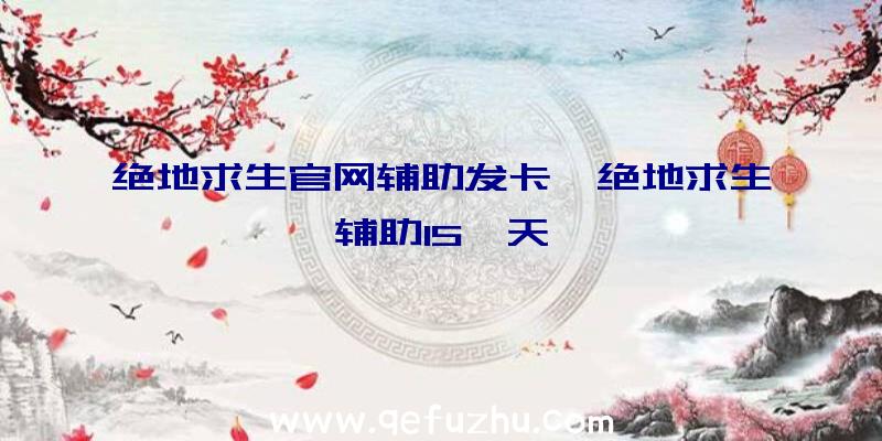 绝地求生官网辅助发卡、绝地求生辅助15一天