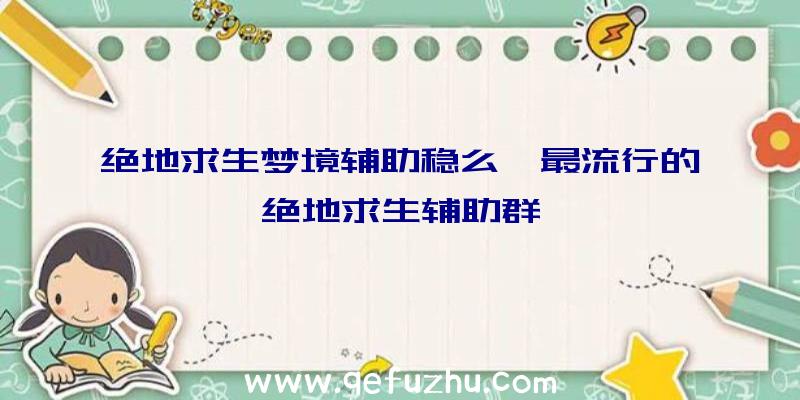 绝地求生梦境辅助稳么、最流行的绝地求生辅助群