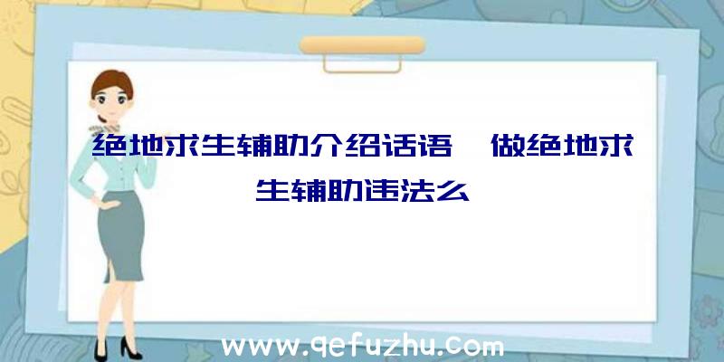 绝地求生辅助介绍话语、做绝地求生辅助违法么