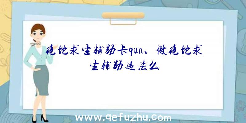 绝地求生辅助卡qun、做绝地求生辅助违法么