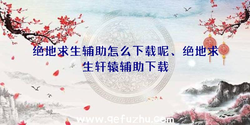 绝地求生辅助怎么下载呢、绝地求生轩辕辅助下载