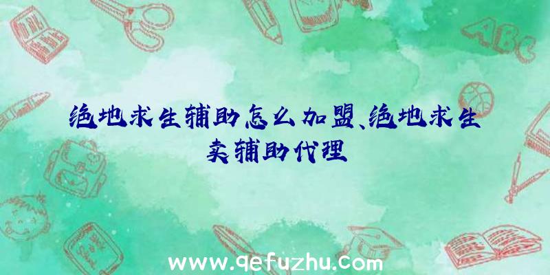 绝地求生辅助怎么加盟、绝地求生卖辅助代理