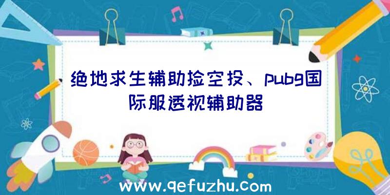 绝地求生辅助捡空投、pubg国际服透视辅助器