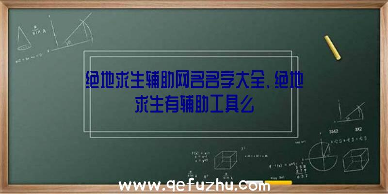 绝地求生辅助网名名字大全、绝地求生有辅助工具么