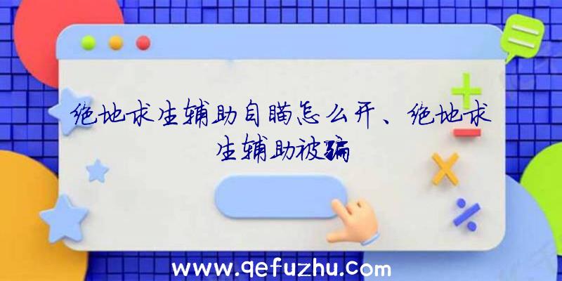 绝地求生辅助自瞄怎么开、绝地求生辅助被骗