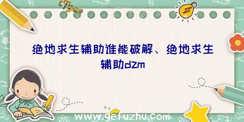 绝地求生辅助谁能破解、绝地求生辅助dzm