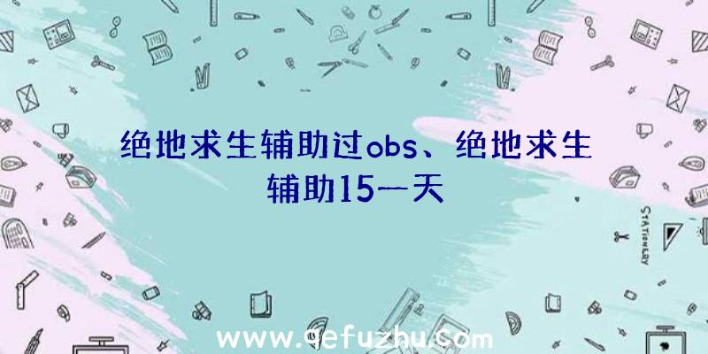 绝地求生辅助过obs、绝地求生辅助15一天