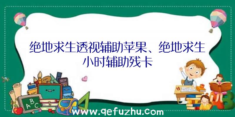 绝地求生透视辅助苹果、绝地求生小时辅助残卡