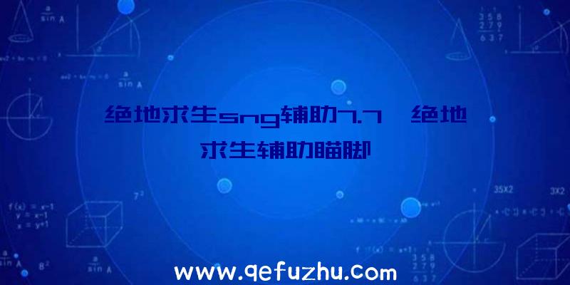 绝地求生sng辅助7.7、绝地求生辅助瞄脚