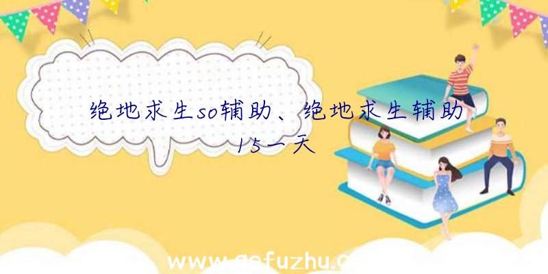 绝地求生so辅助、绝地求生辅助15一天