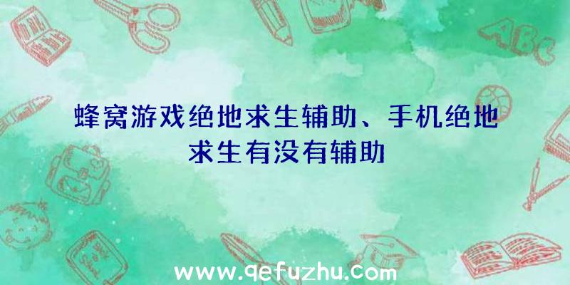 蜂窝游戏绝地求生辅助、手机绝地求生有没有辅助