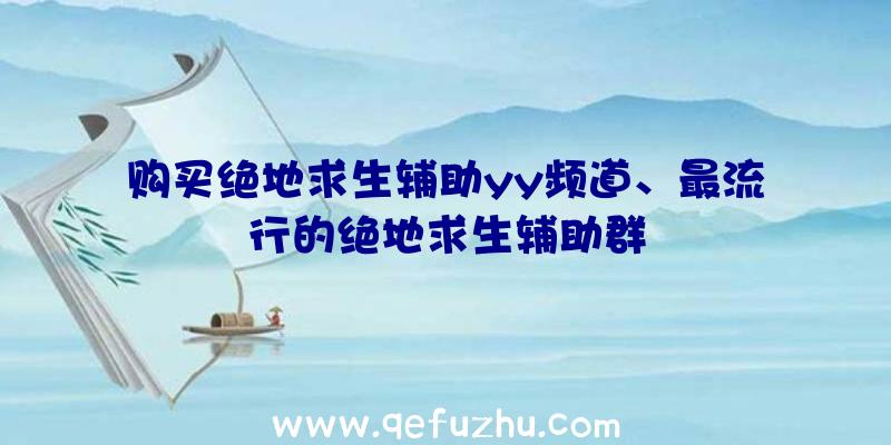 购买绝地求生辅助yy频道、最流行的绝地求生辅助群