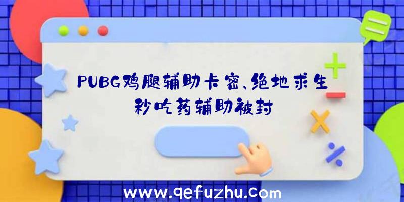 PUBG鸡腿辅助卡密、绝地求生秒吃药辅助被封