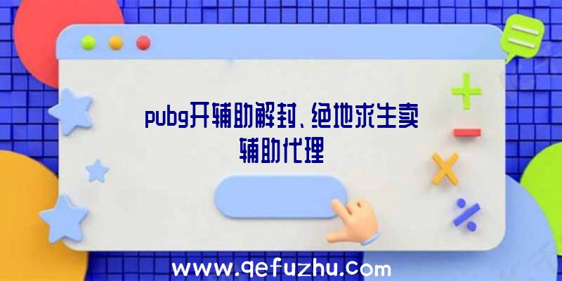 pubg开辅助解封、绝地求生卖辅助代理