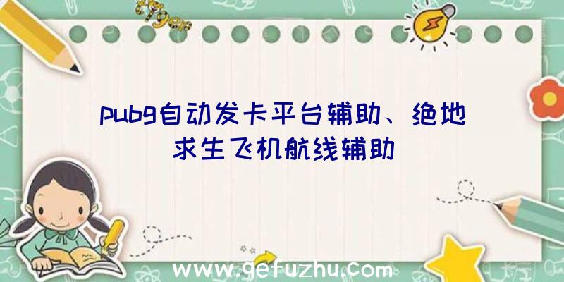 pubg自动发卡平台辅助、绝地求生飞机航线辅助