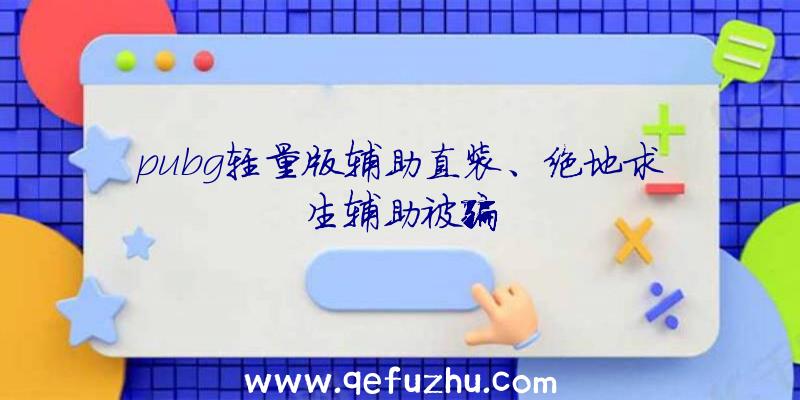 pubg轻量版辅助直装、绝地求生辅助被骗