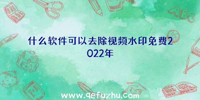 什么软件可以去除视频水印免费2022年