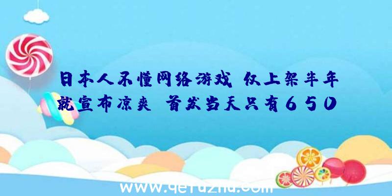 日本人不懂网络游戏？仅上架半年就宣布凉爽,首发当天只有650