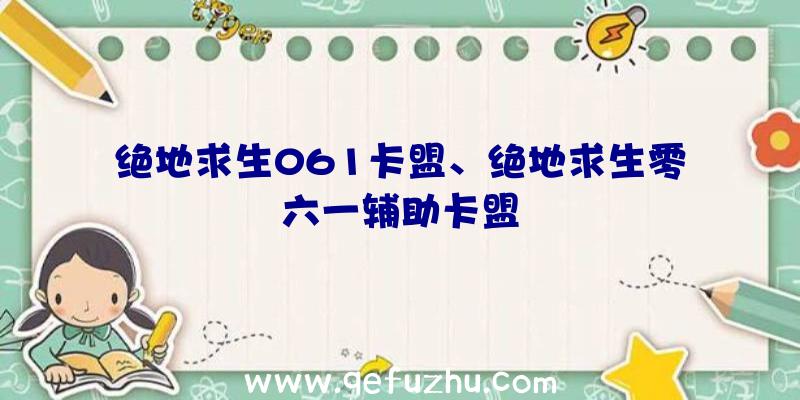 绝地求生061卡盟、绝地求生零六一辅助卡盟