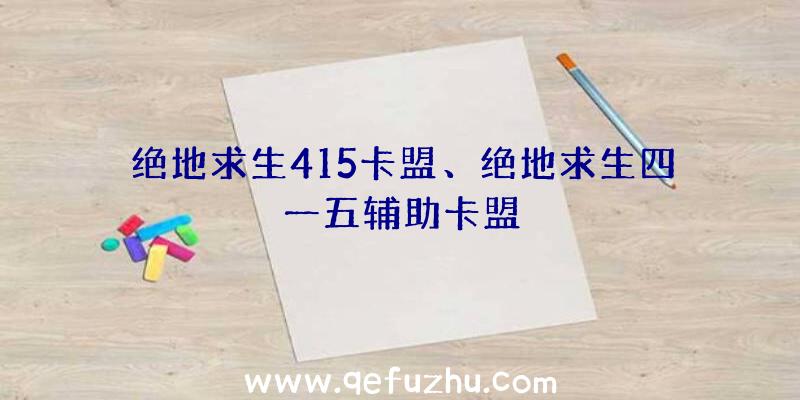 绝地求生415卡盟、绝地求生四一五辅助卡盟