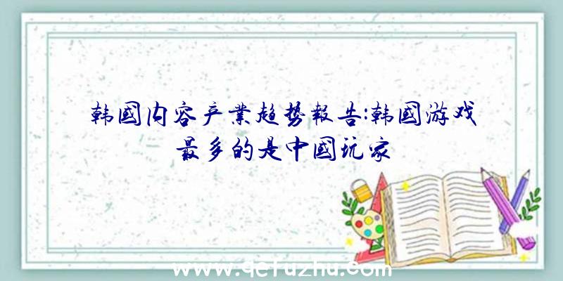 韩国内容产业趋势报告:韩国游戏最多的是中国玩家